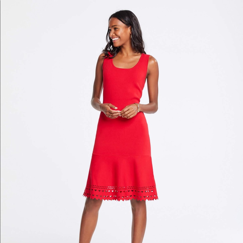 Laser Cut Flounce Sweater Dress